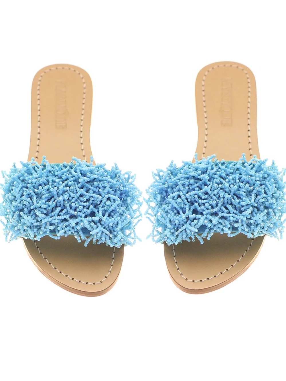 NEW MYSTIQUE Blue Beaded Leather Sandals Flip Flops Size 8